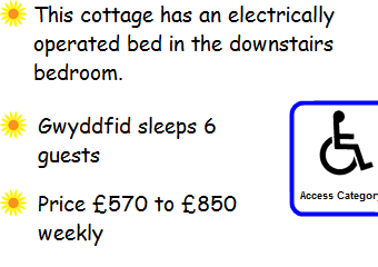 Welsh country cottages. Disabled access cottage. 